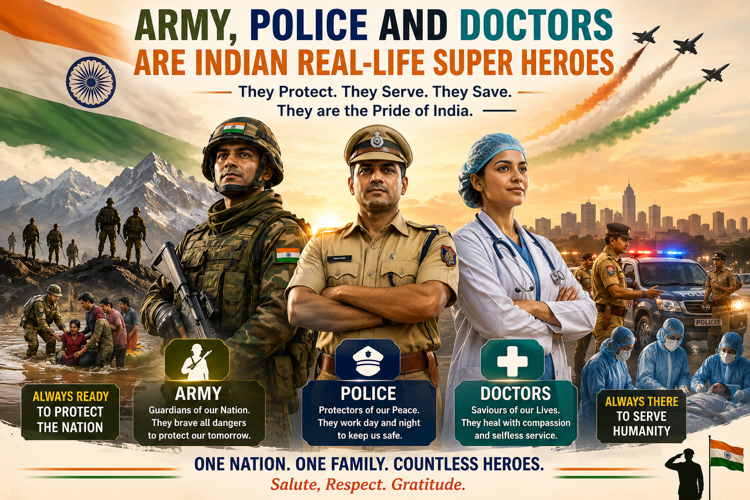 Army, Police and Doctors: Pillars of Service to the Nation