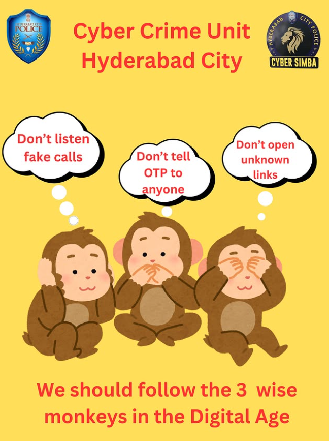 Hyderabad Cyber Crime Police Issue ‘Three Wise Monkeys’ Digital Safety Advisory