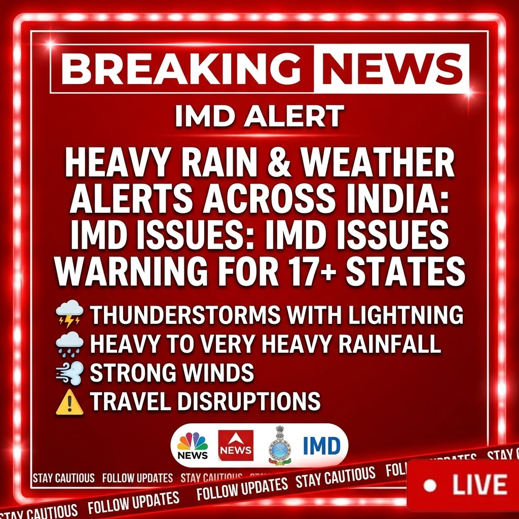IMD Issues Weather Alerts for Multiple States Amid Active Monsoon Conditions