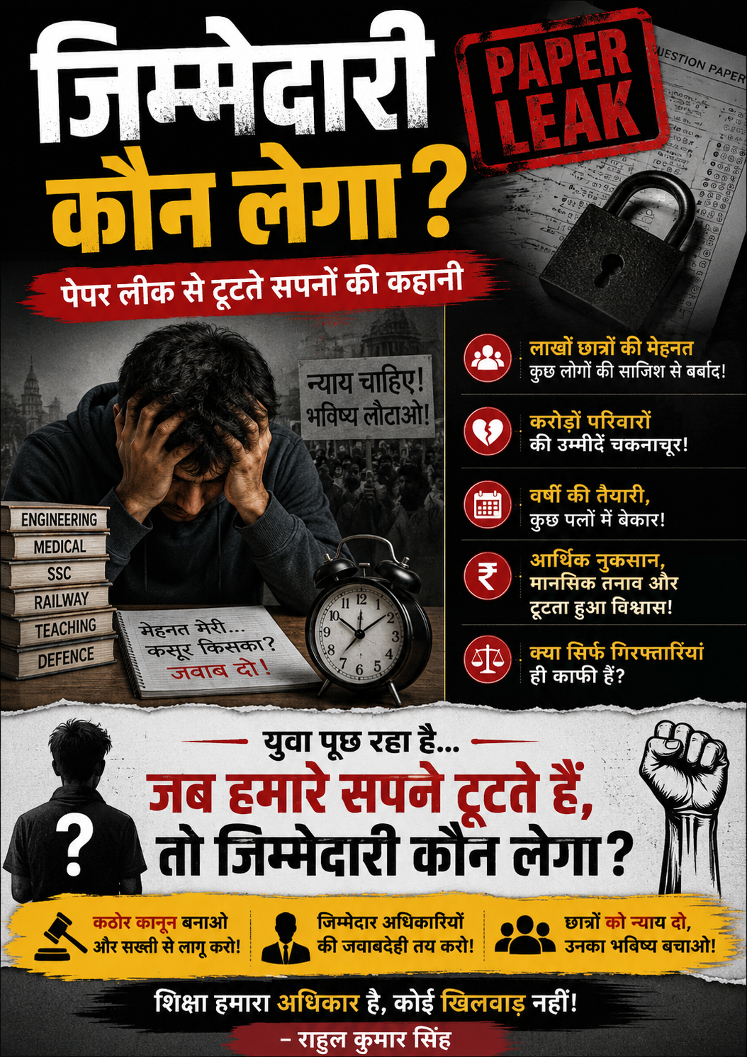 जिम्मेदारी कौन लेगा? पेपर लीक से प्रभावित होते युवाओं के सपनों की कहानी